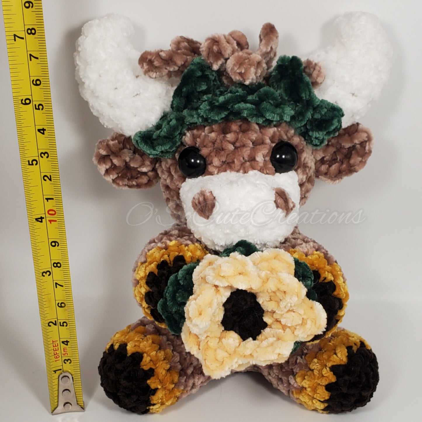 Crochet Mini Sunflower Highland Cow Plushie