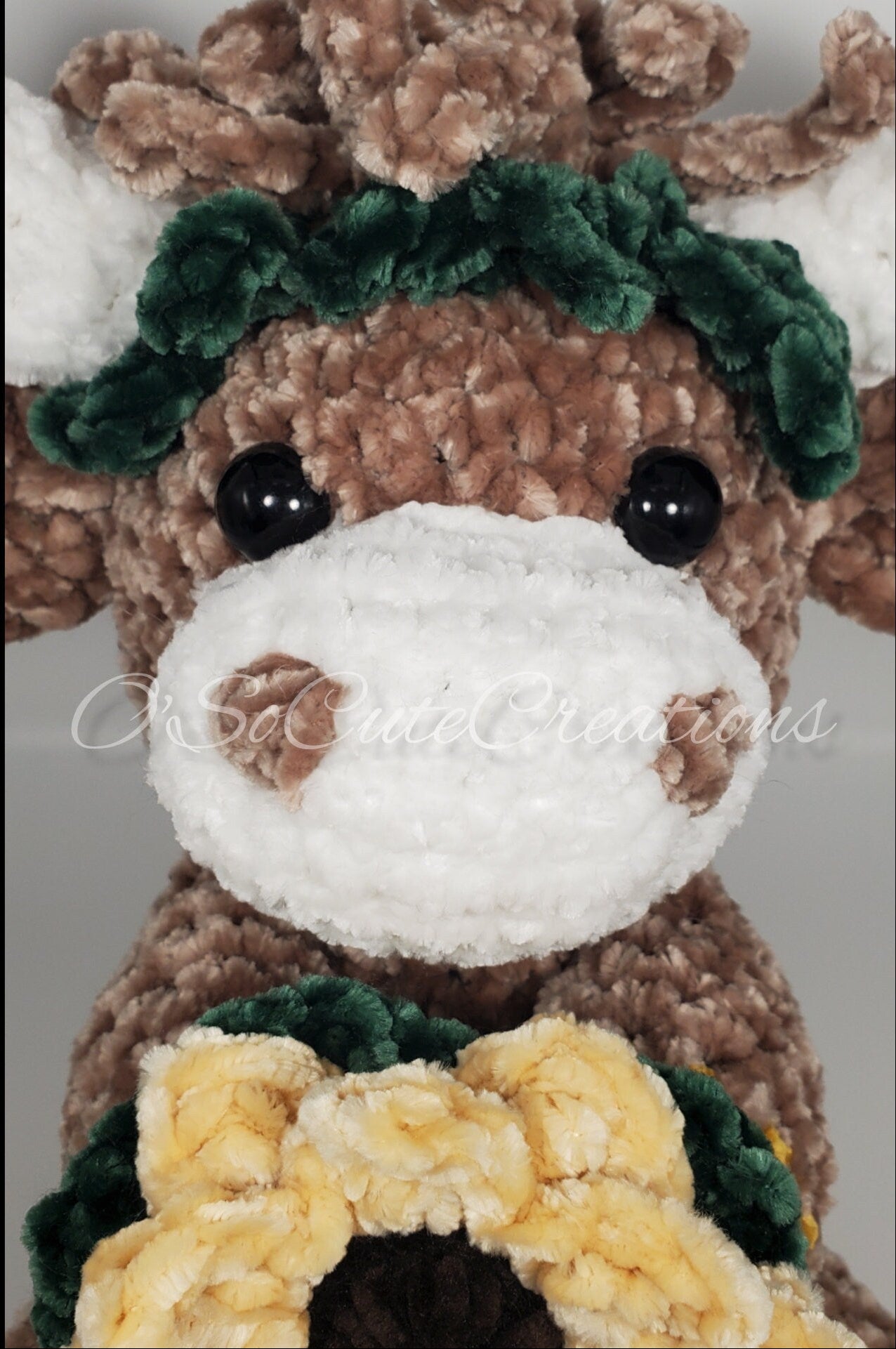 Crochet Sunflower Highland Cow Plushie