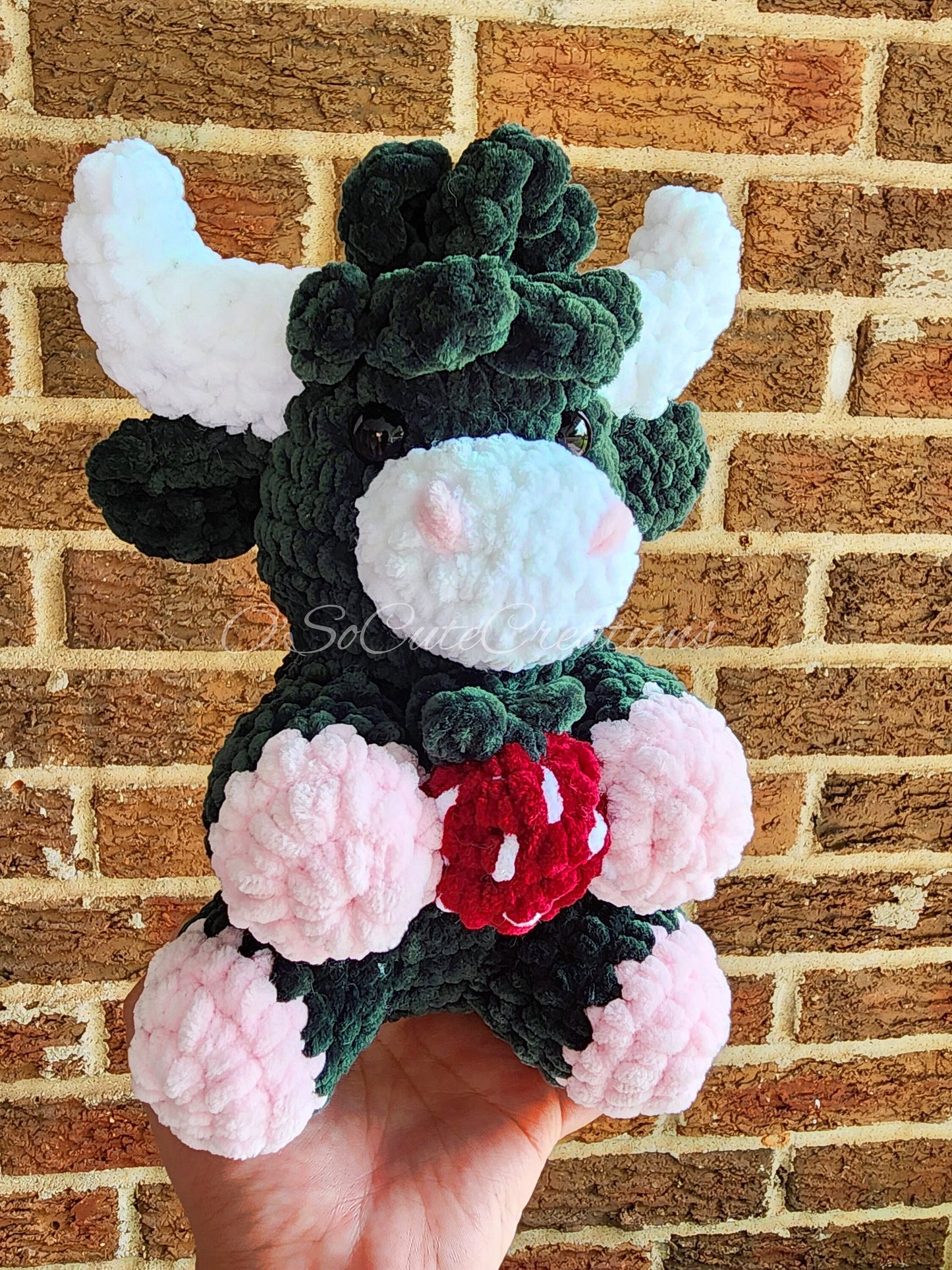 Dark Green Strawberry Highland Cow Plushie