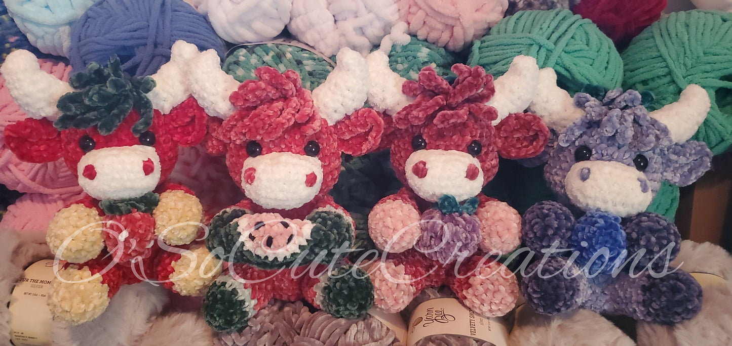 Crochet Watermelon Highland Cow Plushie