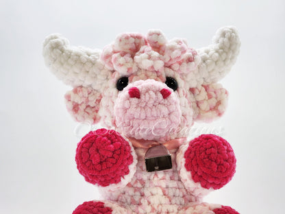 Cherry Blossom Highland Cow Crochet Plushie