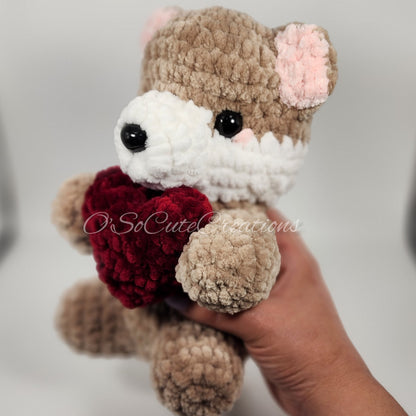 Brown Otter Crochet Plush with Heart