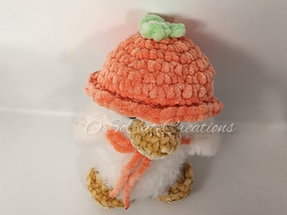 Crochet Duck Plushie with Peach Bucket Hat