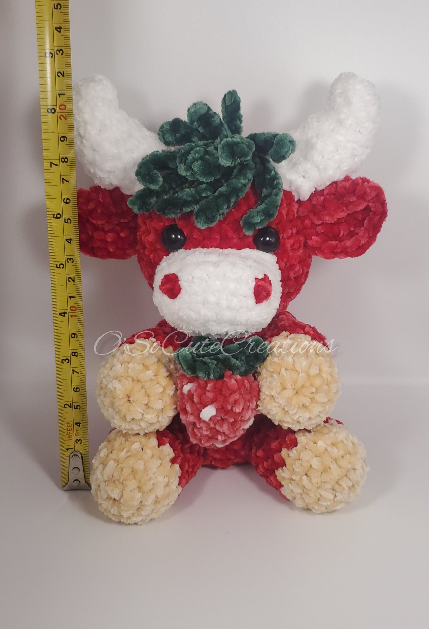 Red Strawberry Highland Cow Plushie