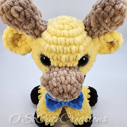 Crochet Giraffe Plushie with Blue Bow