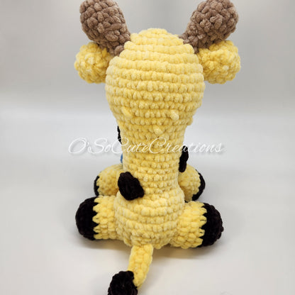 Crochet Giraffe Plushie with Blue Bow