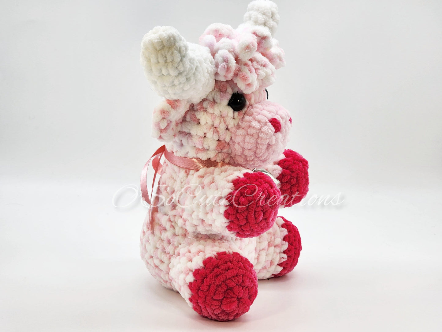 Cherry Blossom Highland Cow Crochet Plushie