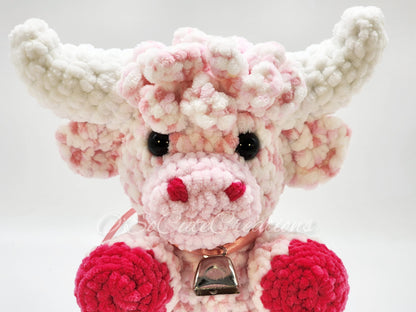 Cherry Blossom Highland Cow Crochet Plushie