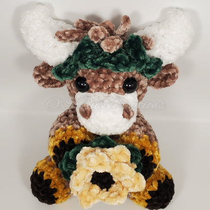 Crochet Mini Sunflower Highland Cow Plushie
