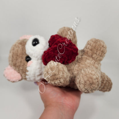 Brown Otter Crochet Plush with Heart