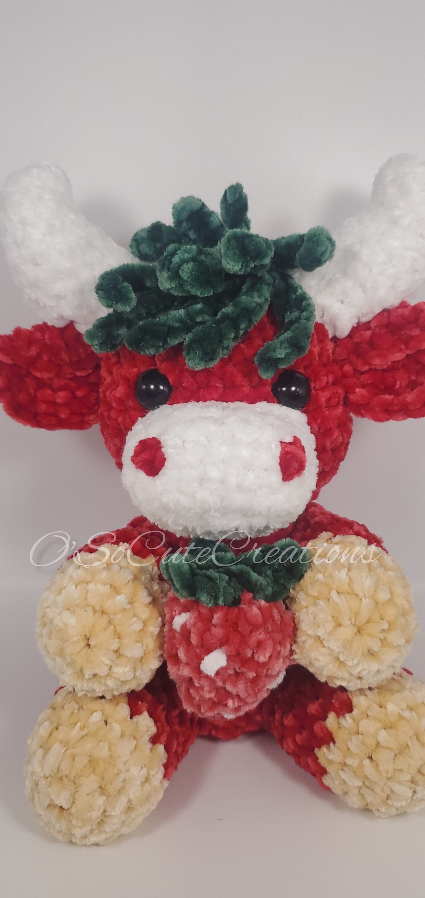 Red Strawberry Highland Cow Plushie