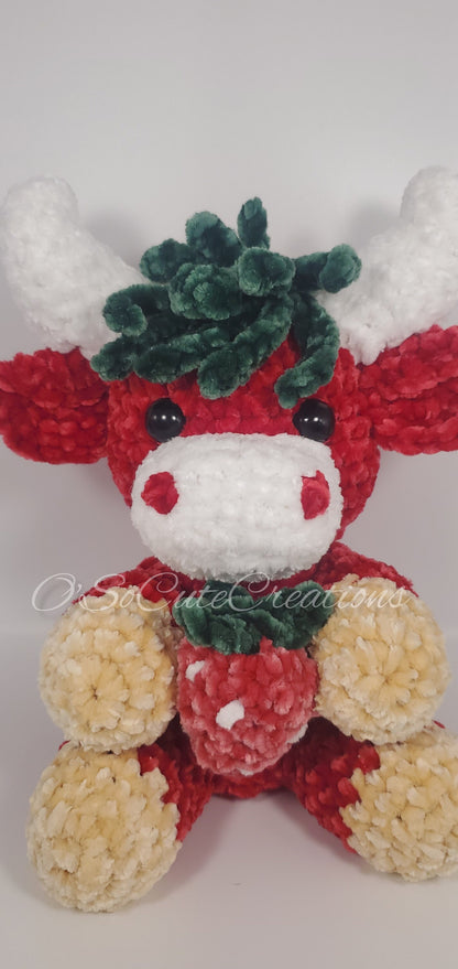 Red Strawberry Highland Cow Plushie
