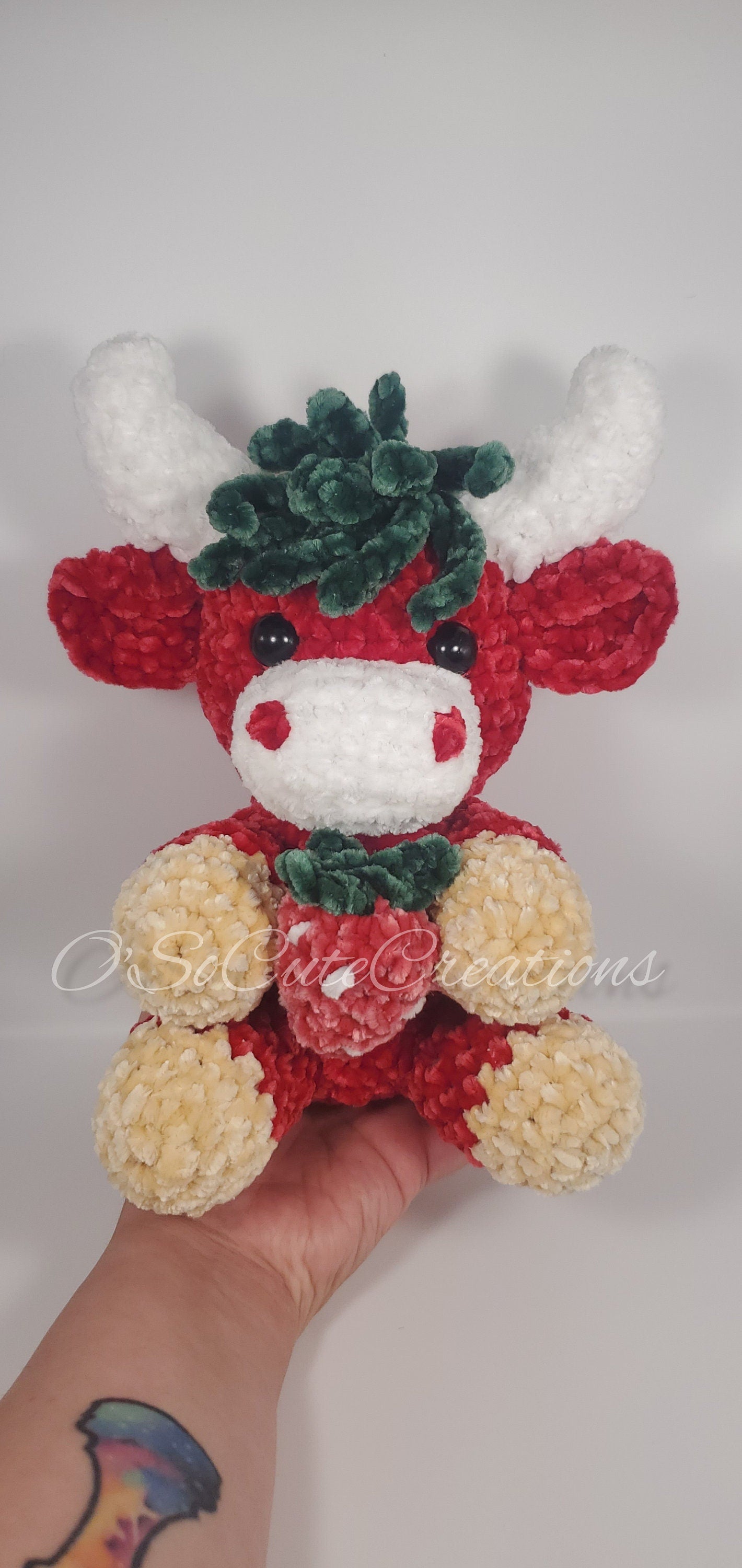 Red Strawberry Highland Cow Plushie