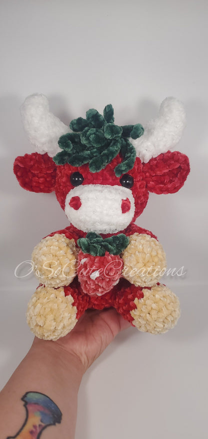 Red Strawberry Highland Cow Plushie