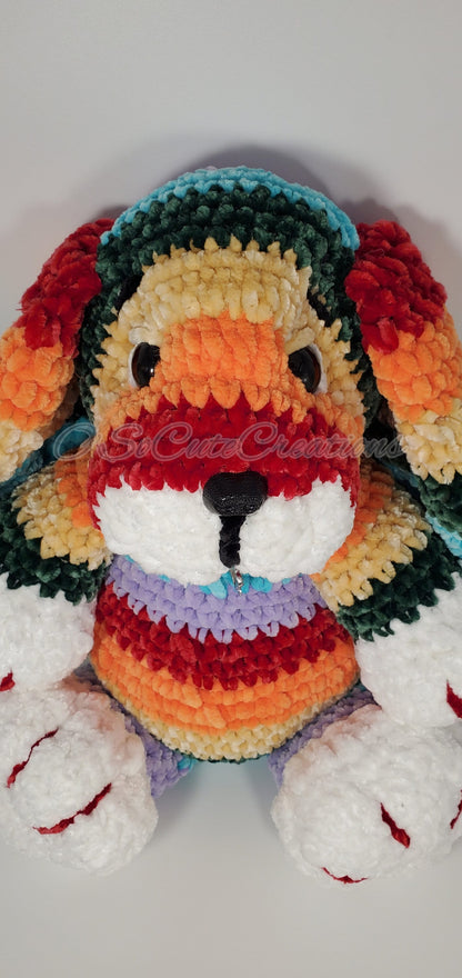 Rainbow Puppy Crochet Plushie