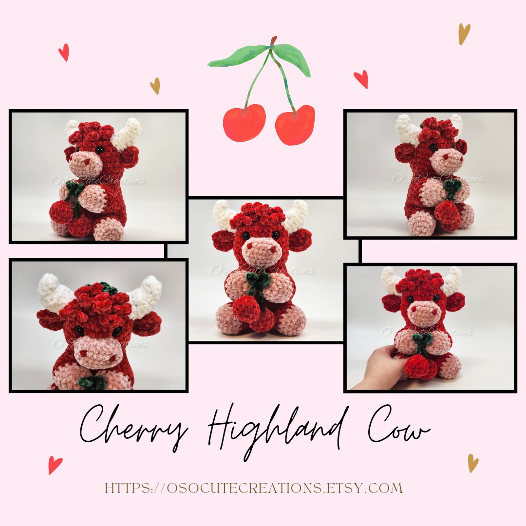 Cherry Highland Cow Plushie