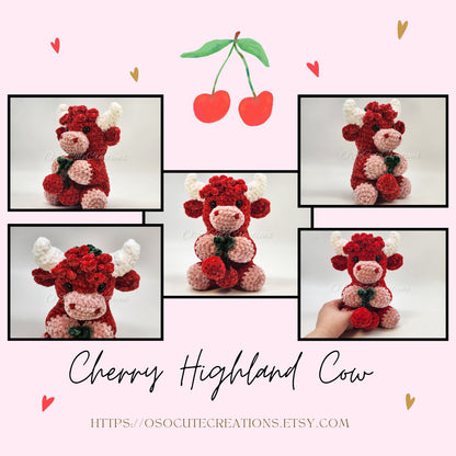 Cherry Highland Cow Plushie