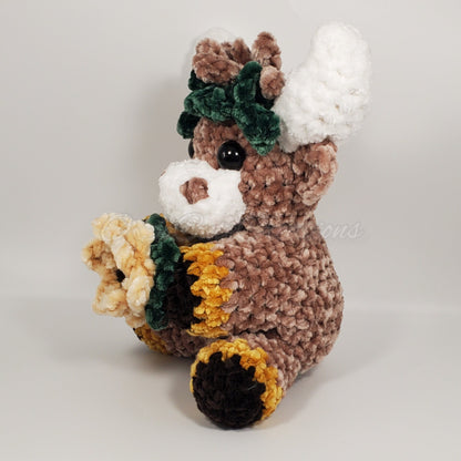 Crochet Mini Sunflower Highland Cow Plushie