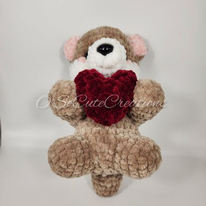 Brown Otter Crochet Plush with Heart