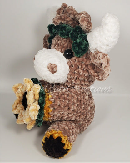 Crochet Sunflower Highland Cow Plushie
