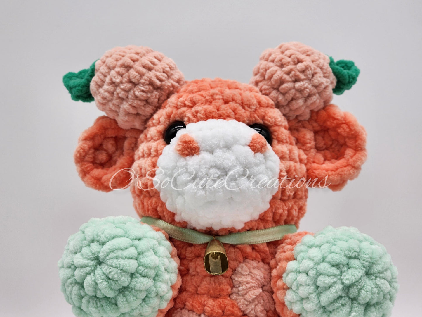 Crochet Peach Cow Plushie