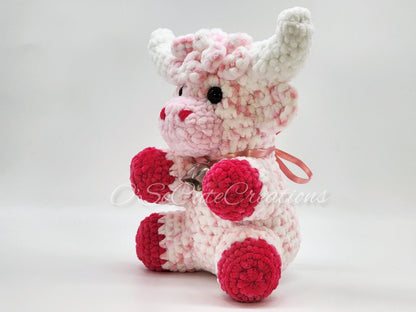 Cherry Blossom Highland Cow Crochet Plushie