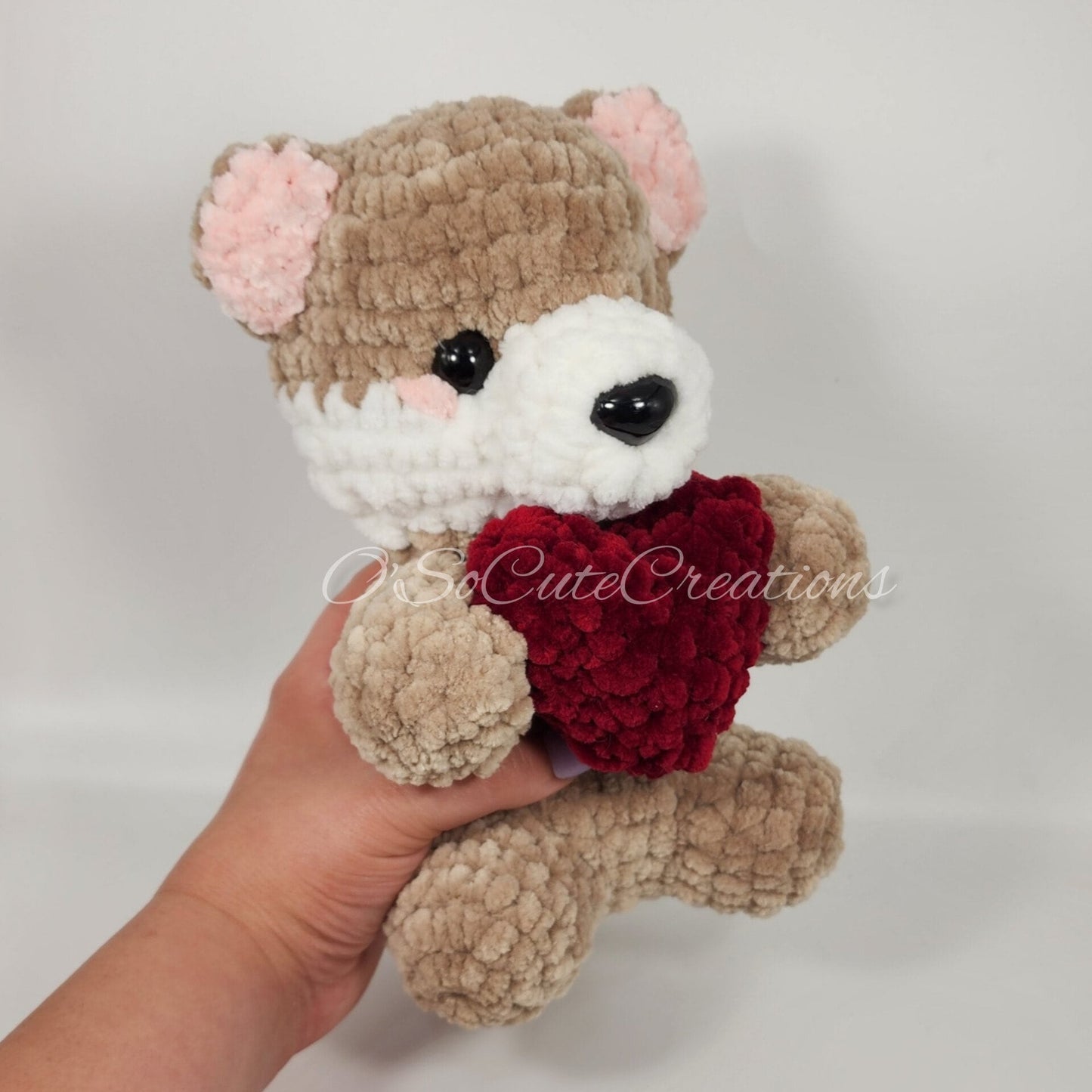 Brown Otter Crochet Plush with Heart