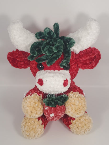 Red Strawberry Highland Cow Plushie
