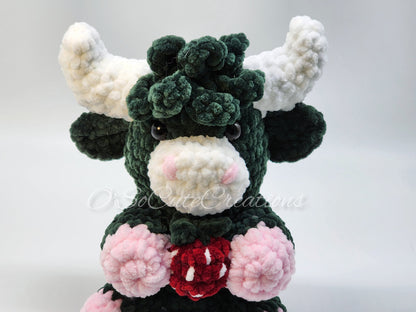 Dark Green Strawberry Highland Cow Plushie