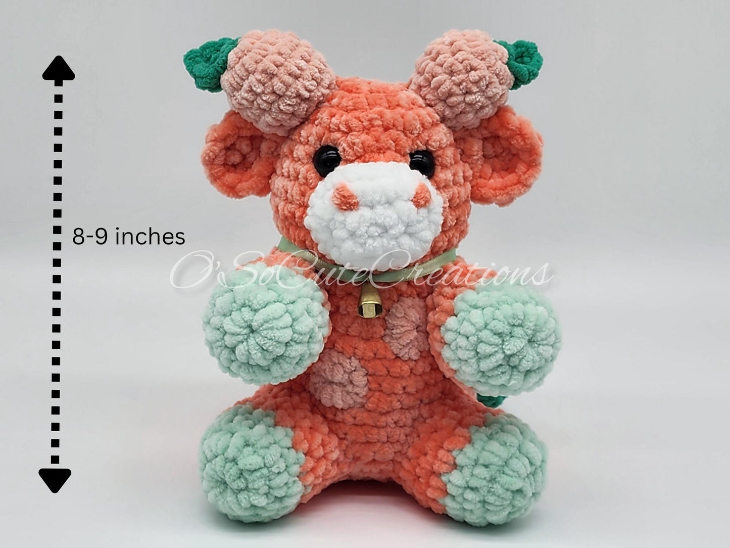 Crochet Peach Cow Plushie