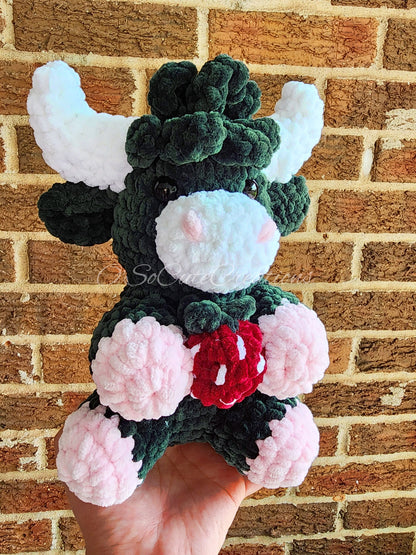 Dark Green Strawberry Highland Cow Plushie