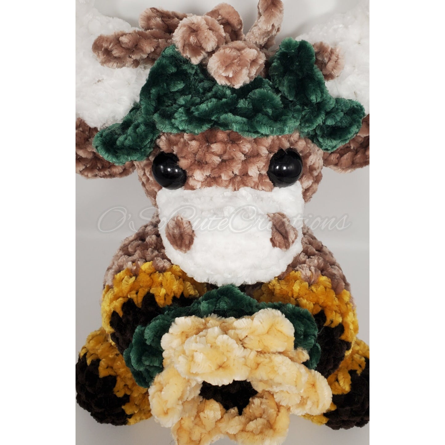 Crochet Mini Sunflower Highland Cow Plushie