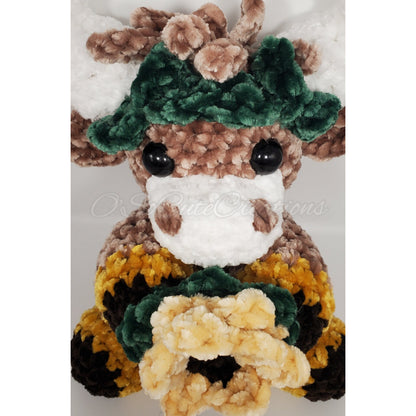 Crochet Mini Sunflower Highland Cow Plushie