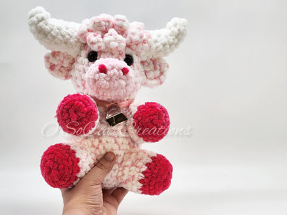 Cherry Blossom Highland Cow Crochet Plushie