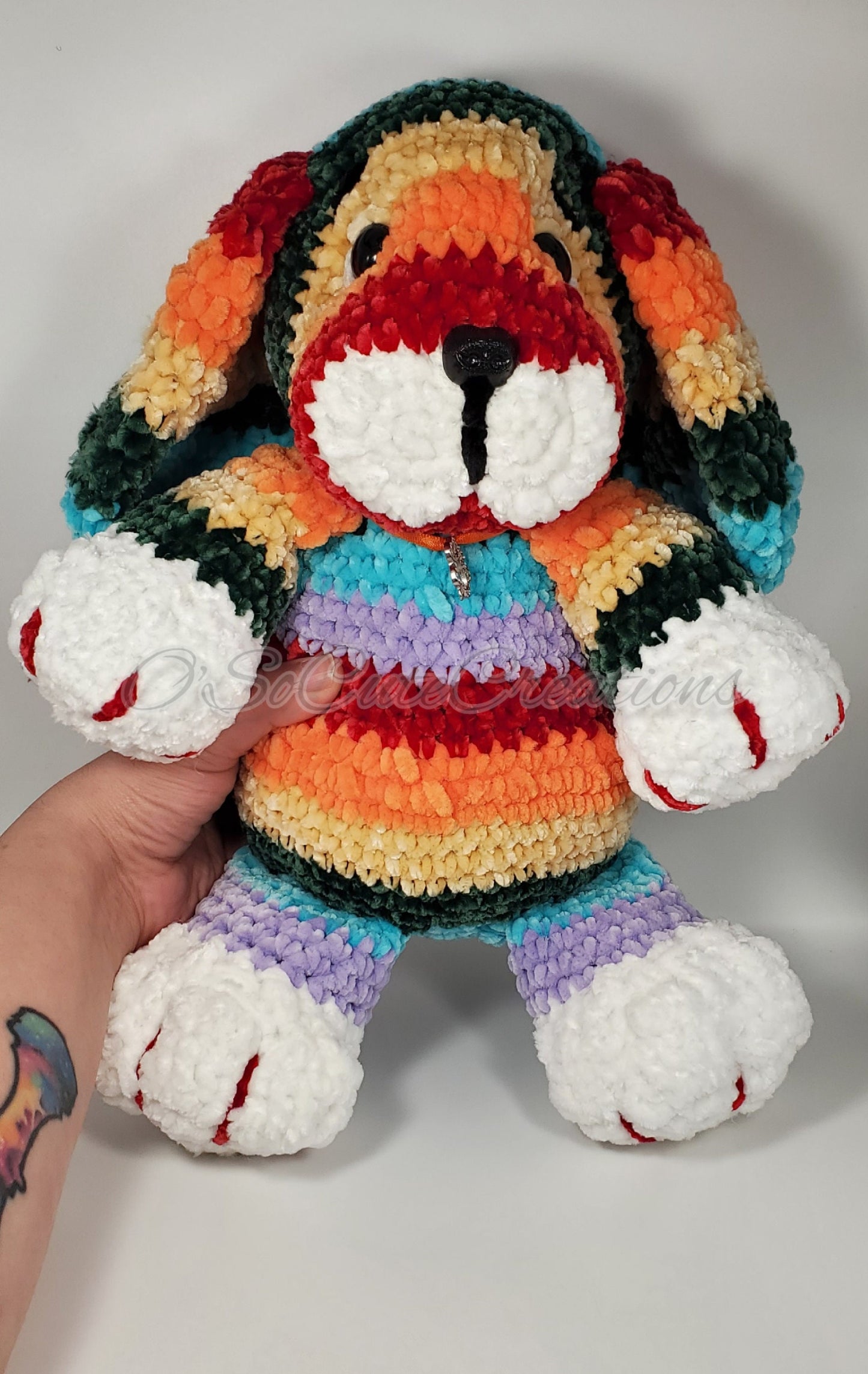Rainbow Puppy Crochet Plushie