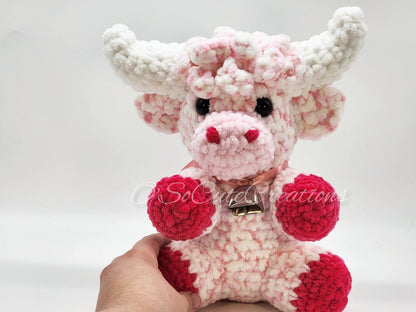 Cherry Blossom Highland Cow Crochet Plushie