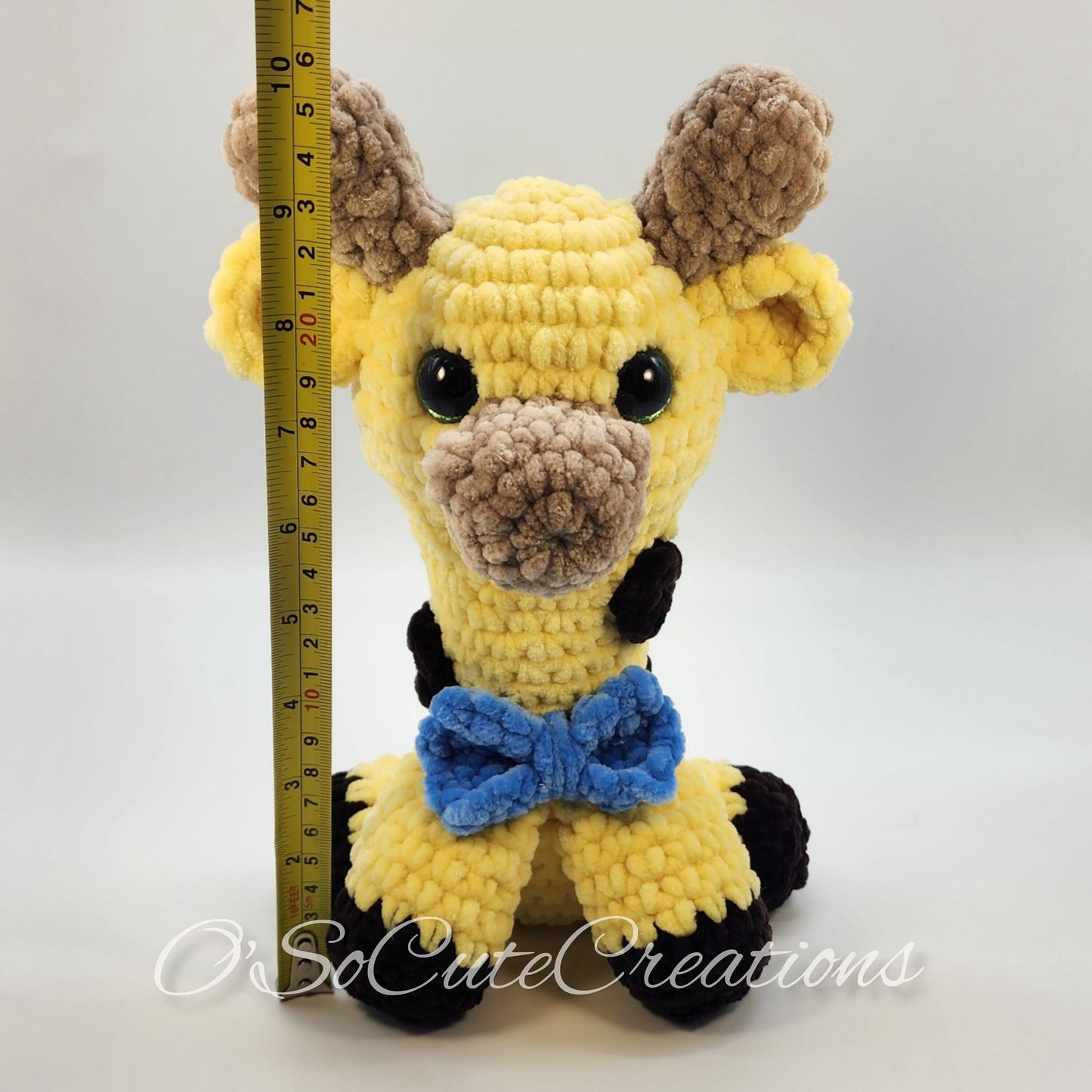 Crochet Giraffe Plushie with Blue Bow