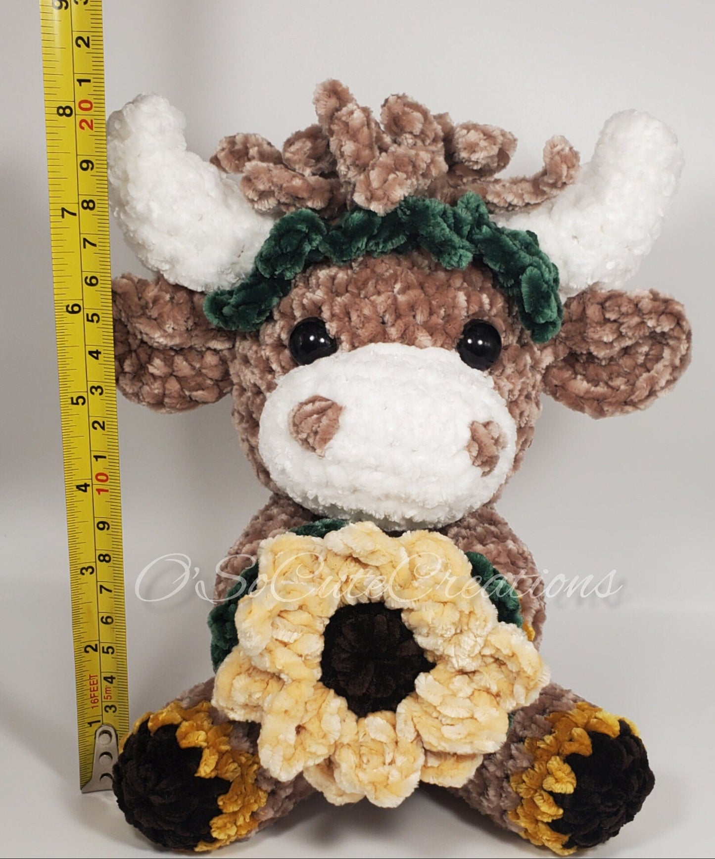 Crochet Sunflower Highland Cow Plushie