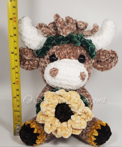 Crochet Sunflower Highland Cow Plushie