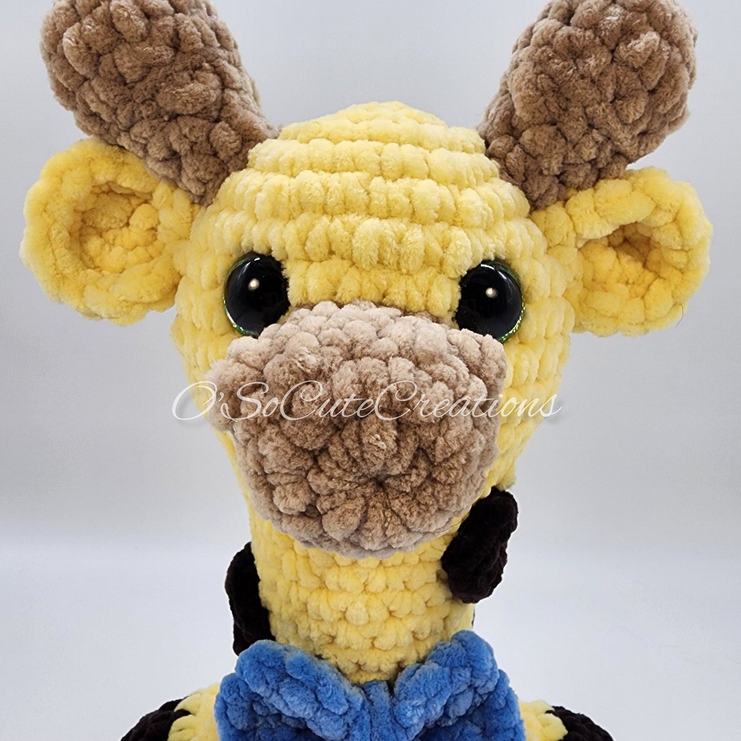 Crochet Giraffe Plushie with Blue Bow
