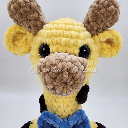 Crochet Giraffe Plushie with Blue Bow
