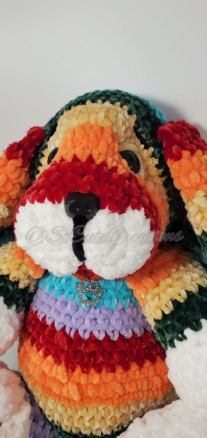 Rainbow Puppy Crochet Plushie