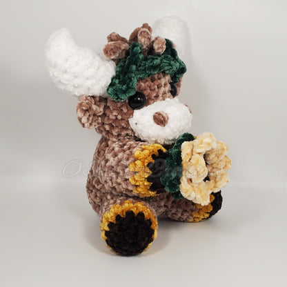 Crochet Mini Sunflower Highland Cow Plushie