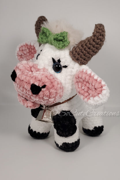 Chunky Velvet Crochet Cow Plush