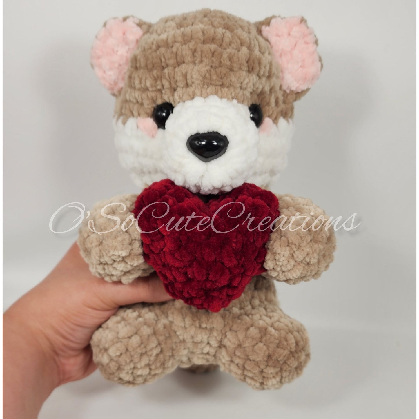 Brown Otter Crochet Plush with Heart