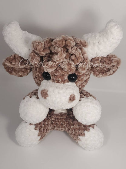 Brown Highland Cow Crochet Plushie