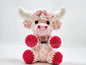 Cherry Blossom Highland Cow Crochet Plushie