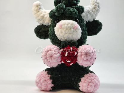 Dark Green Strawberry Highland Cow Plushie