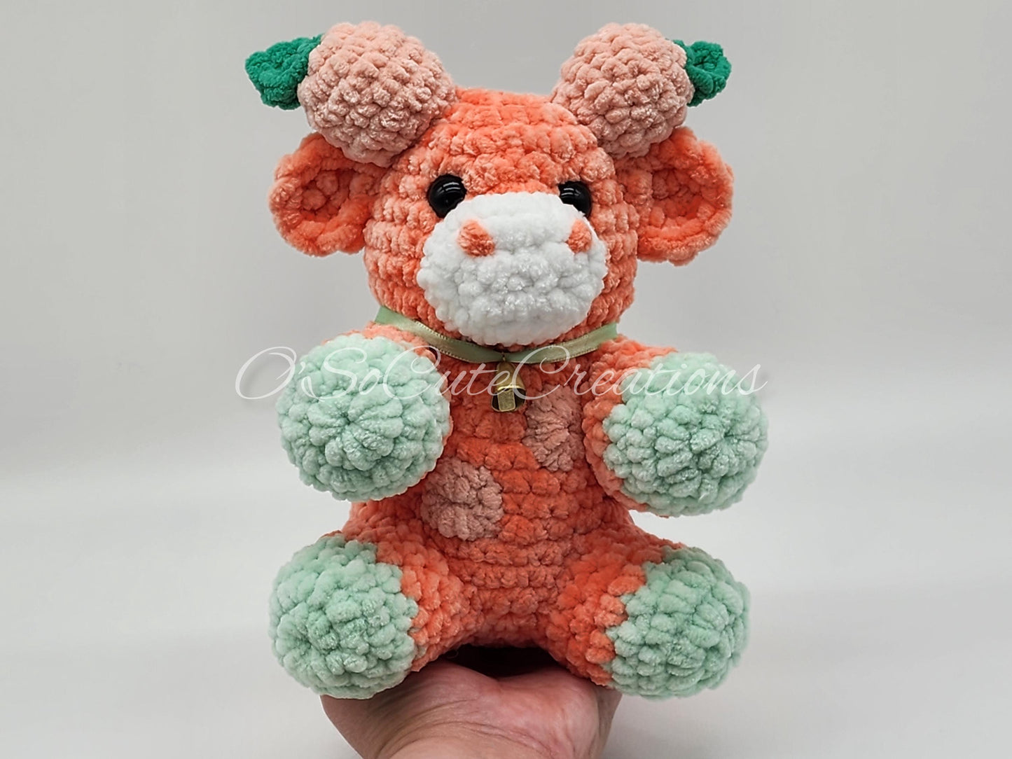 Crochet Peach Cow Plushie