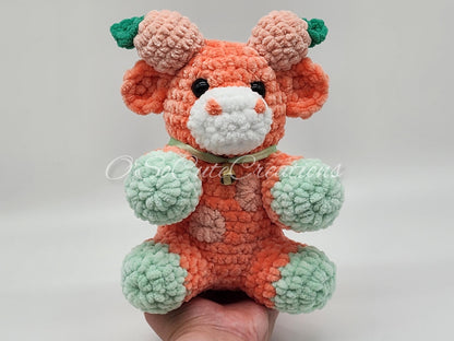 Crochet Peach Cow Plushie